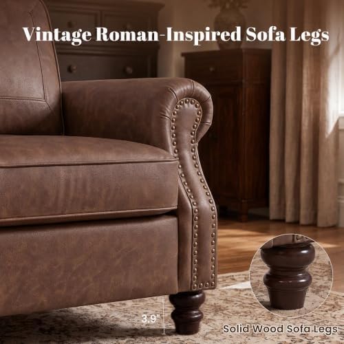 Kingfun Faux Leather Accent Chair with Rolled Arms,Mocha