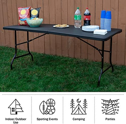Lavish Home Indoor & Outdoor Portable Folding Table, Black, 6ft