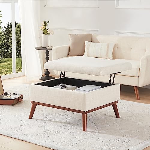 Kingfun 65" W Loveseat Sofa with Ottoman Coffee Table, Mid Century Modern Love Seat Couches for Living Room, Button Tufted Upholstered Love Seats Furniture Set, Beige