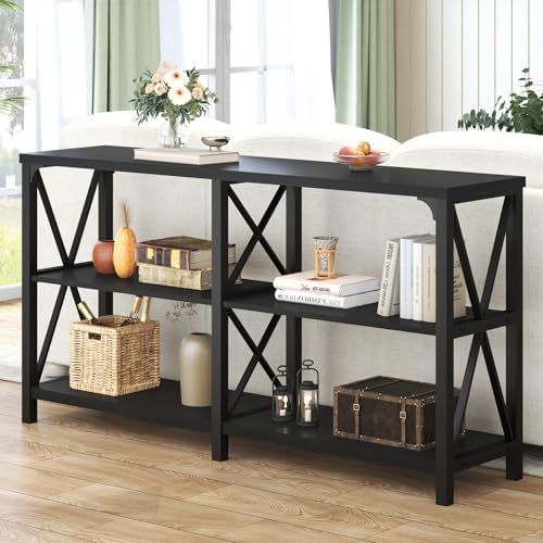 LVB Black Sofa Table for Entryway, Behind Couch Table, 55 Inch