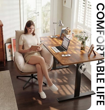 CubiCubi Electric Height Adjustable Standing Desk 55x30 Inch, Rustic Brown