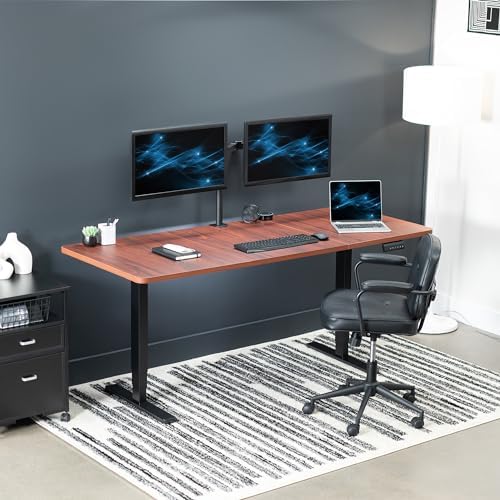 VIVO Electric Dual Motor Standing Desk, 71" x 30" Dark Walnut Top