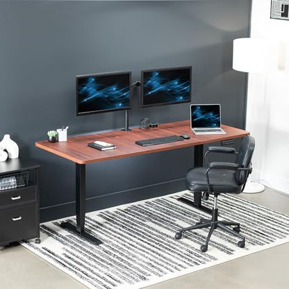 VIVO Electric Dual Motor Standing Desk, 71" x 30" Dark Walnut Top
