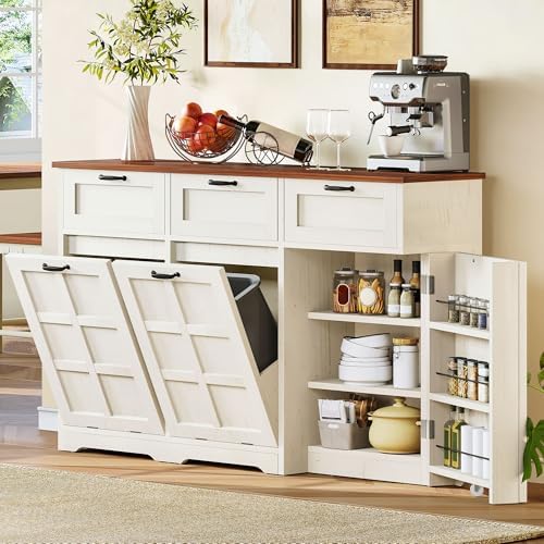 DWVO 58.3" Rustic Kitchen Island Storage Cabinet