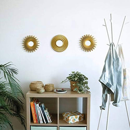 BONNYCO Gold Mirrors for Wall Pack of 3 Pieces Home & Bedroom Decorations