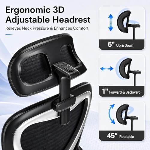 Ergonomic Office Chair for Long Hours and Back Pain, 3.5" Cushion, 330 LBS