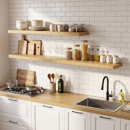 RICHFOCUS 72Inch Long Floating Shelves for Wall 1Pack, Oak, 8" Deep