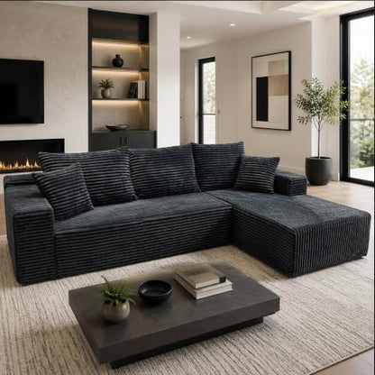 105" Modular Boneless Couch, L Sectional Couches for Living Room