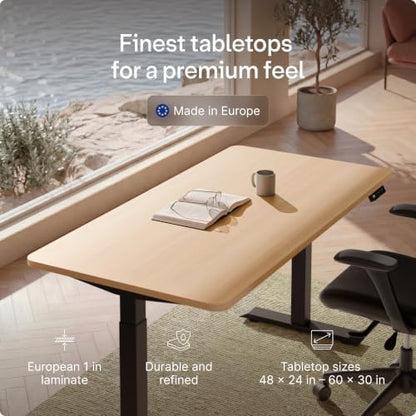 Desktronic HomeOne Standing Desk 54x28 — Ergonomic Sit Stand Home Office Desk, Made in Europe, Electric Dual Motor Height Adjustable, USB & USB-C Charging, Wobble-Free, Touchscreen, 3 Memory Presets