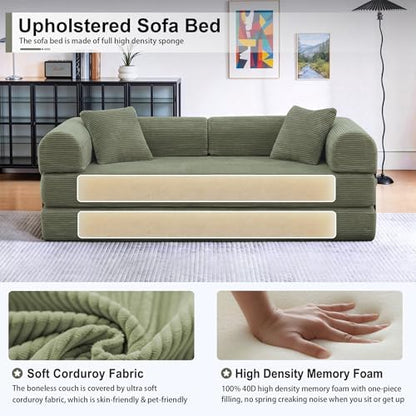 JJJ 63 inch Boneless Sofa Bed Sleeper Couch