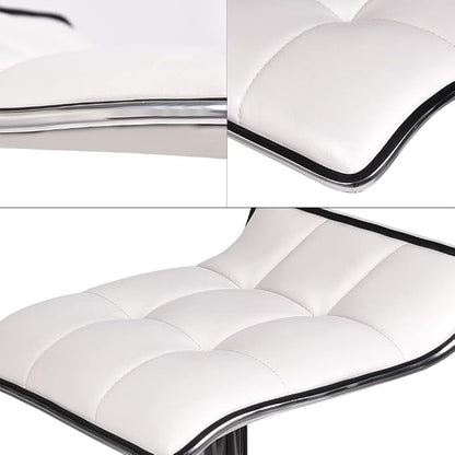 Set of 2 Barstool, Adjustable Swivel Gas Lift Bar Stools, PU Leather with Chrome Base, White