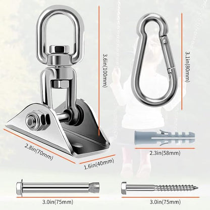 Morzejar 360 Rotating Hammock Hanging Kit - Heavy Duty Stainless Steel 1000 lb Loading Hammock Hooks for Trapeze, Yoga, Boxing Bag, Hammock Chair, Porch