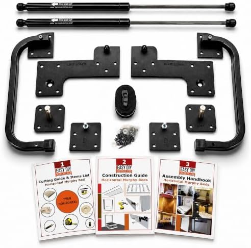 Twin Size Horizontal Murphy Bed Hardware Kit Side-Fold Wall Bed Frame DIY Twin Murphy Bed Kit with Gas Pistons +3 Step-by-Step Guides Made in North America Space-Saving Hideaway Bed