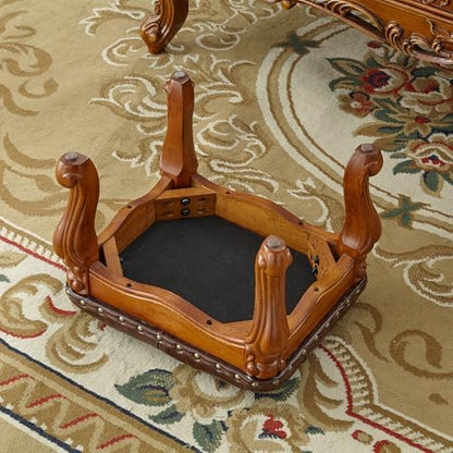 Foot Stool Ottoman Foot Rest Microfiber Leather Upholstered Footstool for Sofa, Living Room, Entryway, Solid Wood Stool (Retro Brown)