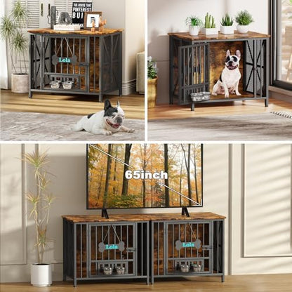 Easycom31.5''Assembly-Free Dog Crate, Dog Kennel with Tag & Bowls (DC107)