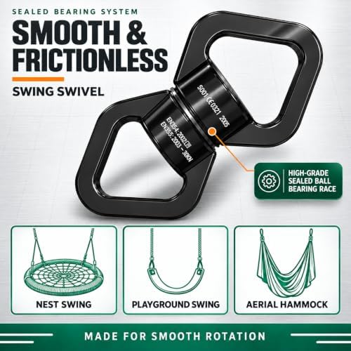 Trobing Swing Swivel, 30KN Rotational Safety Device, 360° Rotator with Hanging Accessory for Aerial Yoga, Hanging Hammock, Web Tree Swing, Swing Spinner and Rock Climbing, Indoor and Outdoor