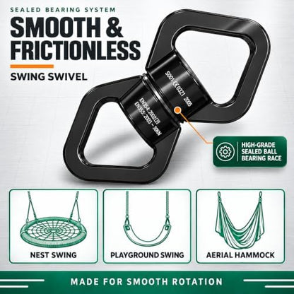 Trobing Swing Swivel, 30KN Rotational Safety Device, 360° Rotator with Hanging Accessory for Aerial Yoga, Hanging Hammock, Web Tree Swing, Swing Spinner and Rock Climbing, Indoor and Outdoor