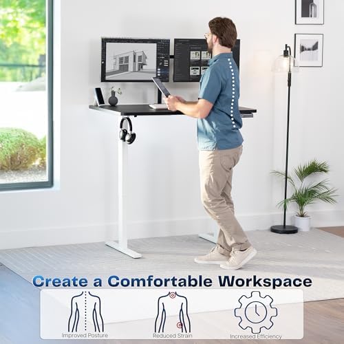 VIVO Electric Standing Desk, Solid 1-Piece 48" x 30" Black Top