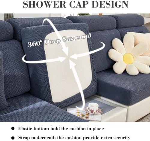 Sofa Covers Couch Covers for Sofa Pet Friendly Couch Cushion Covers Universal Sofa Covers Washable Stretch Slipcovers for Sectional Sofa (Texture Metal Gray, 3 Seats + Chaise Cover)