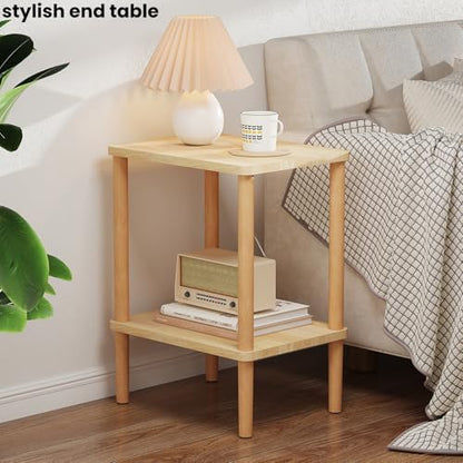 Solid Wood Side Table, Small End Table, Narrow Nightstand Bedside Table