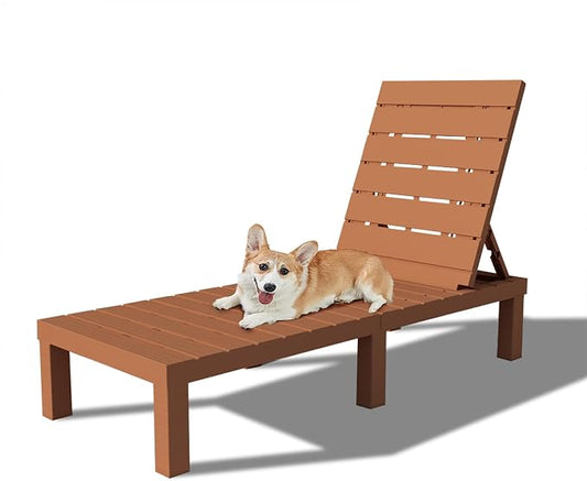 DIMAR GARDEN Outdoor Chaise Lounge,Resin Pool Lounge Chair Waterproof Recliner, Caramel