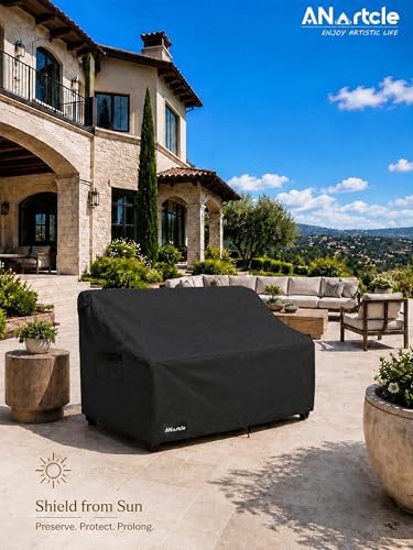 3-Seater Patio Sofa Cover,85W x 37D x 35H Inches Outdoor Couch Cover,100% Waterproof Heavy Duty Patio Sofa Covers,Patio Furniture Covers,Black