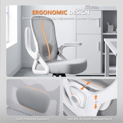 Ergonomic Home Office Chair, Mesh Computer Desk Chair, Light Grey