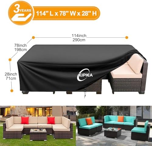 Outdoor Furniture Covers Waterproof, 420D Heavy-Duty Patio Furniture Set Covers, No Tears Anti UV No Fading(114" L x 78" W x 28" H)