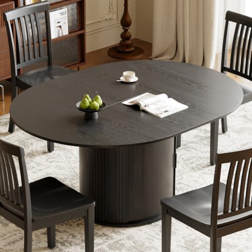 MALOL 47''-63'' Wood Extendable Round Dining Table for 4-6
