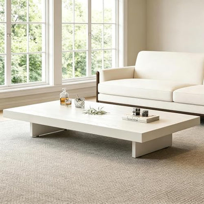Modern Minimalist Square Coffee Table Low Profile Wood Living Room