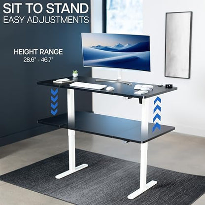 VIVO Electric Standing Desk, Smooth 3-Piece 60" x 30" Black Top