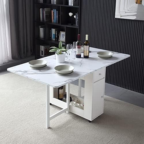 Folding Dining Table with Storage, Kitchen Table for Small Spaces