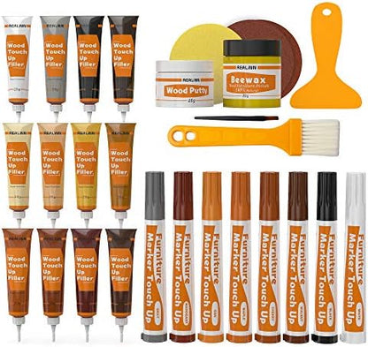 Wood Furniture Repair Kit- Set of 28 - Touch Up Markers