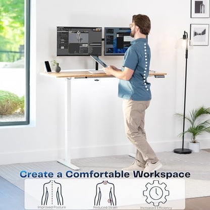 VIVO Electric Standing Desk, Solid 1-Piece 60" x 24" Real Bamboo Top