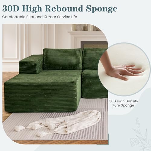 HOMREST 106" Cloud Sectional Boneless Couch, L-Shape Modular Sectional Sofa
