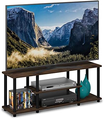 3-Tier Open Frame Rectangular Entertainment Center with Storage Shelf, TV Console for TV up to 50 Inch, Toolless Assembly TV Stand, for Bedroom, Living Room, Columbia Walnut