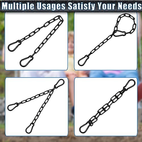 4 Pack Hanging Swing Chain with 8 Carabiners 25.6in, 660LB Capacity Heavy Duty Hammock Hardware Kit for Punching Bags, Swing Chairs, Indoor & Outdoor Gym (Black, 25.6in, 4pcs)