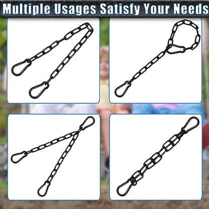 4 Pack Hanging Swing Chain with 8 Carabiners 25.6in, 660LB Capacity Heavy Duty Hammock Hardware Kit for Punching Bags, Swing Chairs, Indoor & Outdoor Gym (Black, 25.6in, 4pcs)