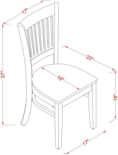 East West Furniture VAC-BLK-W Vancouver Dining Room Chairs - Slat Back Wood Seat Chairs, Set of 2, Oak