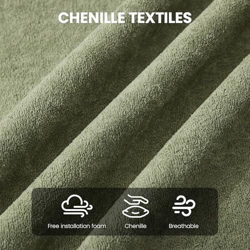 105" Boneless L Shaped Couch, Curved Sofas for Living Room, Chenille Green