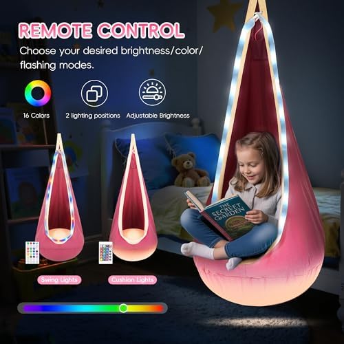 OUTREE Light Up Pod Swing Seat, Sensory Swing with LED Light
