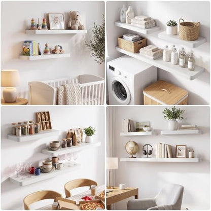 RICHFOCUS 36Inch Floating Shelves for Wall 2Pack, White, 8" Deep