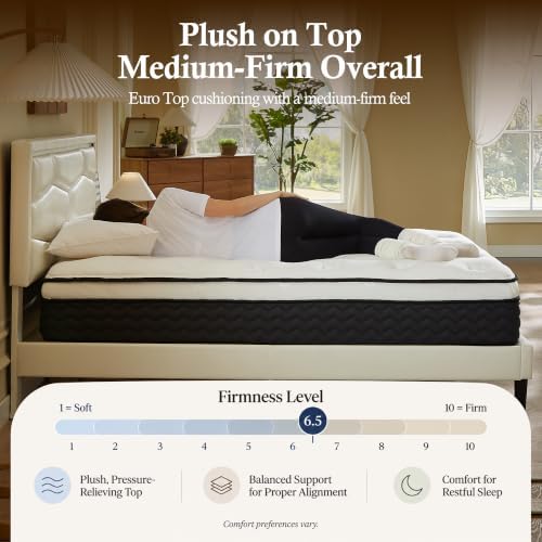 King Size Mattress,14 Inch Hybrid King Mattress in a Box,Medium Firm Memory Foam Mattress,with Individual Pocket Spring,Lumbar Support & Motion Isolation,Pressure Relief,CertiPUR-US