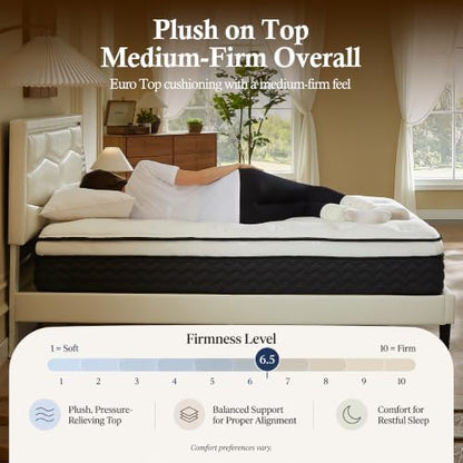 King Size Mattress,14 Inch Hybrid King Mattress in a Box,Medium Firm Memory Foam Mattress,with Individual Pocket Spring,Lumbar Support & Motion Isolation,Pressure Relief,CertiPUR-US