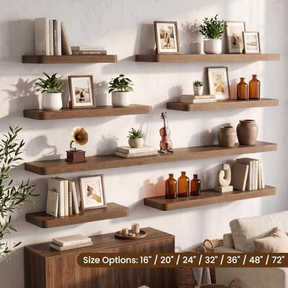 RICHFOCUS 72Inch Long Floating Shelves for Wall 1Pack, Walnut, 8" Deep