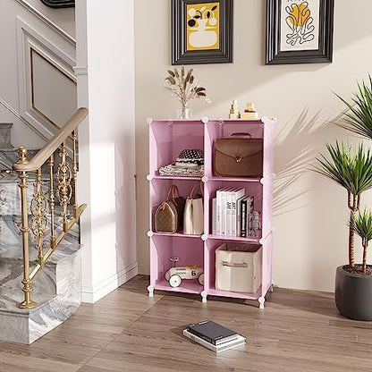 AWTATOS Cube Storage Organizer, Closet Organizers, 6 Cube Shelf, Pink