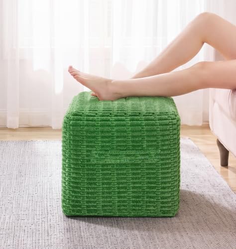 Hobestluk Pouf Ottoman Foot Rest Stool Under Desk Square16 Inch Green
