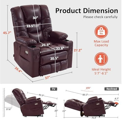 MCombo 3 Motor Power Lift Recliner, Heat and Massage, 7634, Large