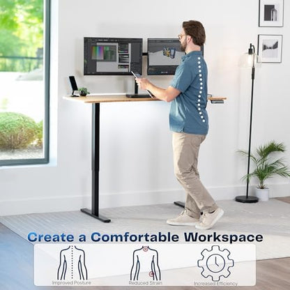 VIVO Electric Standing Desk, Solid 1-Piece 60" x 24" Real Bamboo Top