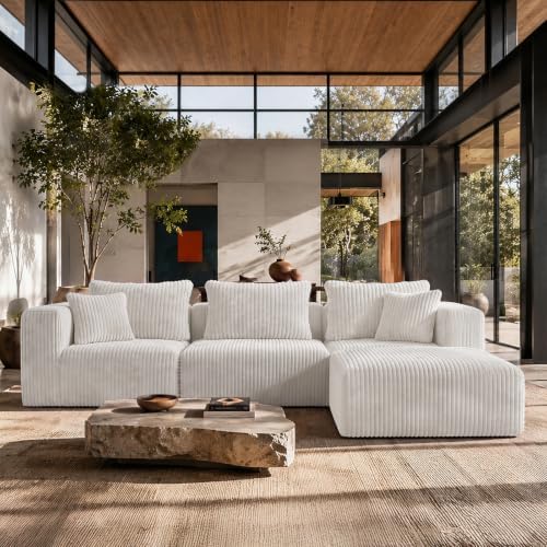 Maywish Modular Boneless Couch 106 in, Sectional Sofa with Chaise Deep Seat